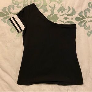 Sporty Black & White One Shoulder Top